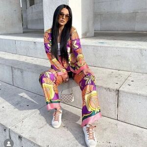 ZARA PRINTED PAJAMA-STYLE PANTS